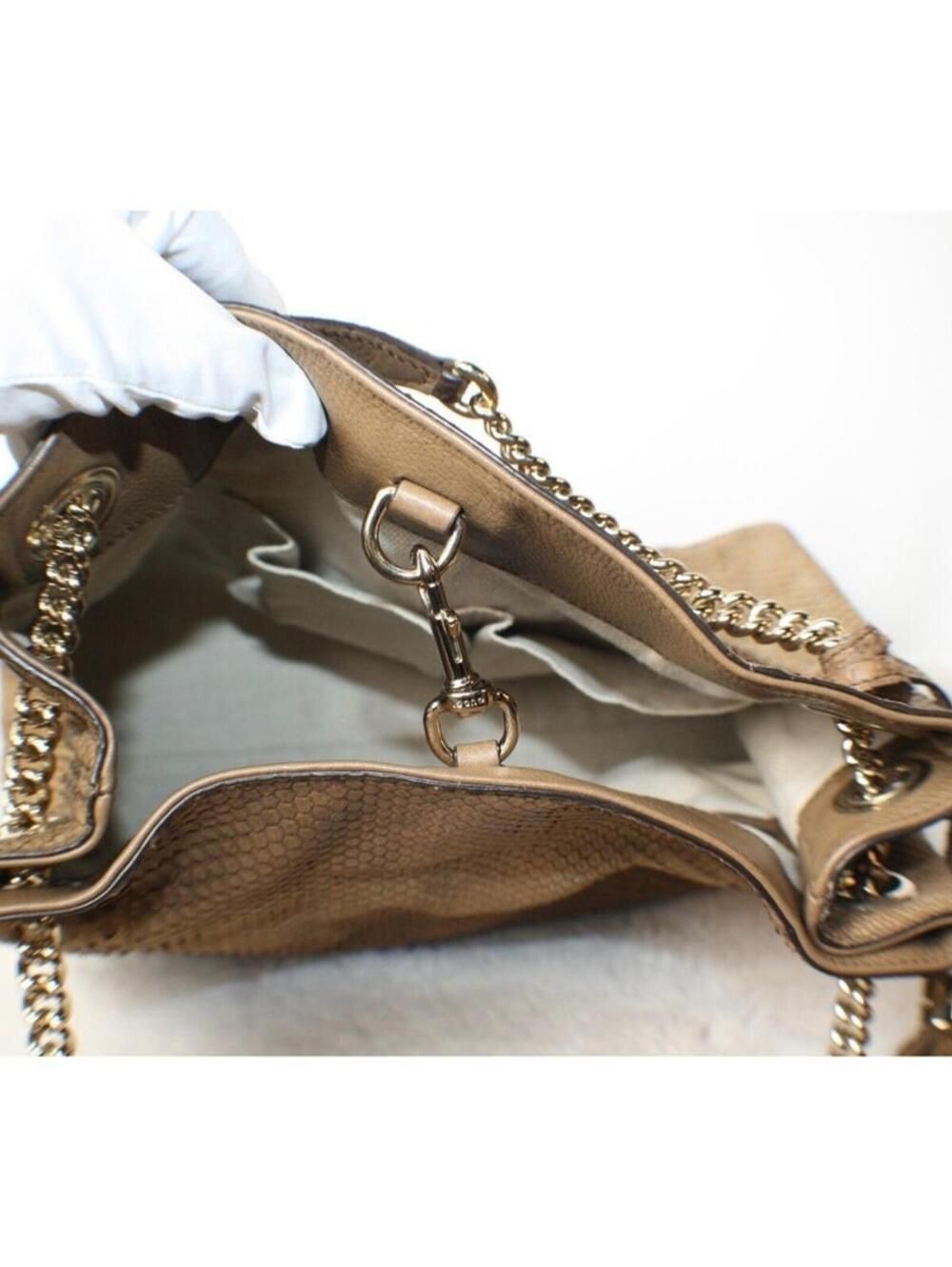 Gucci Soho Limited Edition Chain Strap Shoulder Bag Python Medium Brown Gold - Picture 14 of 15